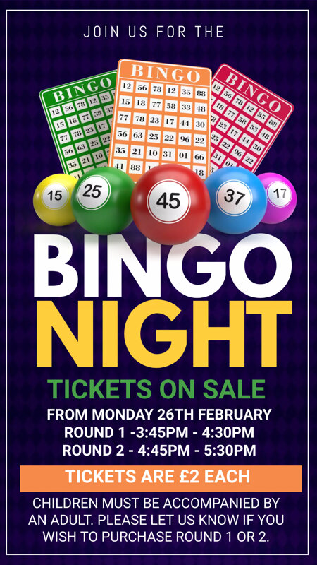 Image of Bingo tickets on sale (Week commencing 26th Feb)